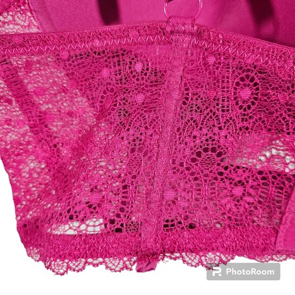Sensual Inc. Magenta Pink Lace Bra Plus Size 42D *Missing One Underwire - Picture 2 of 6